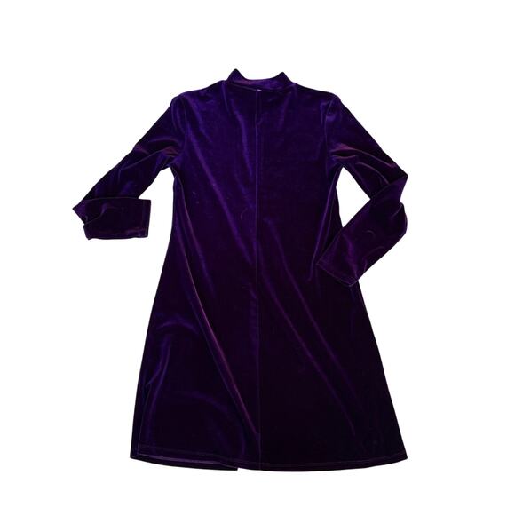 Vintage Purple Velvet Long Sleeve Mini Dress 16 - Picture 4 of 4